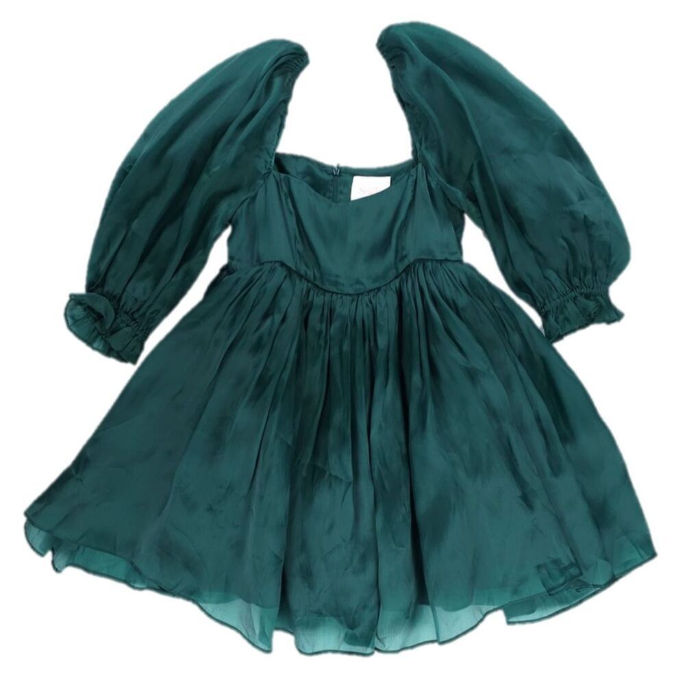 NEW Selkie Silk Elf Puff Dress Emerald Green Coquette Lolita Romantic Soft Girl
